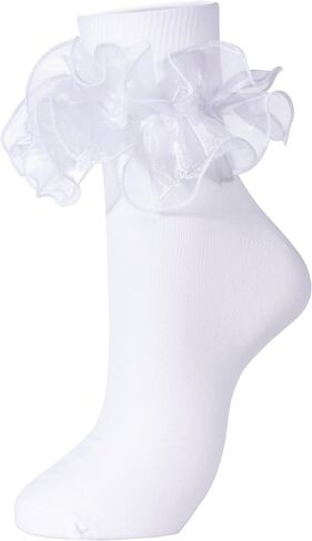 Dicry Socks for Women Big Ruffle Socks with Turn Cuff and Double Lace in Kuwait