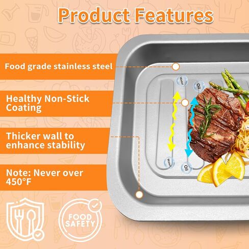 Air Fryer Tray Replacement for Emeril Lagasse Everyday 360 air fryer, 12''×10'' Stainless Steel Air Fryer Accessories Grill Pan Grill Plate Crisper Plate Replacement Parts Rack in Saudi Arabia