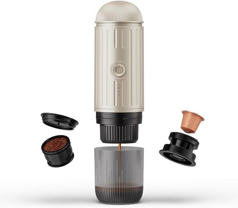 BENFUCHEN Portable Espresso Machine For Travel, USB-C Charging, Self-Heating Electric Espresso Maker, 19 Bar Mini Coffee Maker On the Go For Camping & Hiking For Ground Coffee & NESPRESSOpods, Black in Kuwait