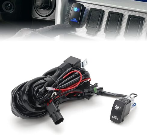 Lighted Whip Rocker Switch Wiring Harness Kit for UTV/ATV, 12V 160W 16AWG 10FT Rock Lights Wiring Harness with Relay Fuse Compatible with Polaris RZR Ranger Can-Am X3 Defender Talon KRX YXZ in Saudi Arabia