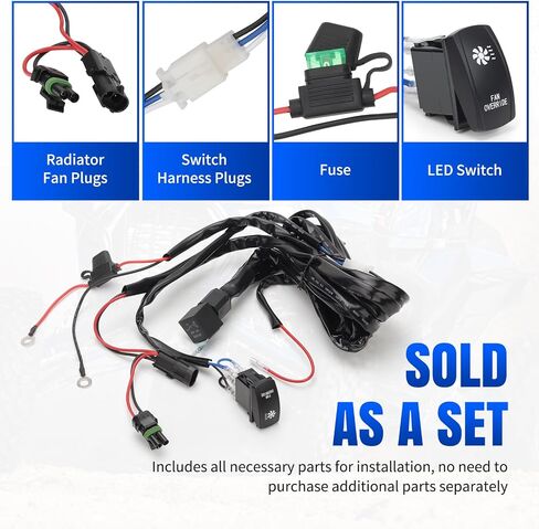 Lighted Whip Rocker Switch Wiring Harness Kit for UTV/ATV, 12V 160W 16AWG 10FT Rock Lights Wiring Harness with Relay Fuse Compatible with Polaris RZR Ranger Can-Am X3 Defender Talon KRX YXZ in Saudi Arabia