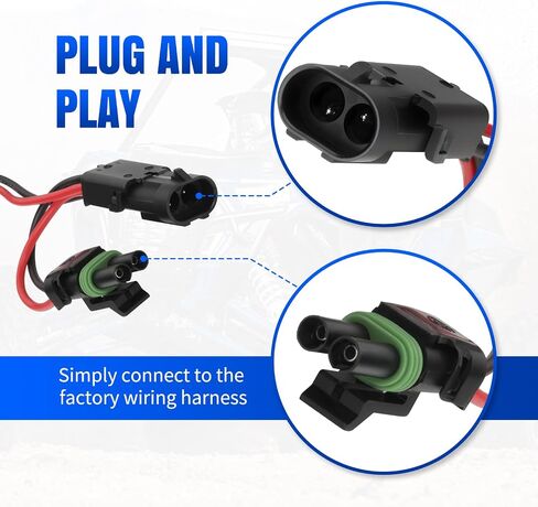 Lighted Whip Rocker Switch Wiring Harness Kit for UTV/ATV, 12V 160W 16AWG 10FT Rock Lights Wiring Harness with Relay Fuse Compatible with Polaris RZR Ranger Can-Am X3 Defender Talon KRX YXZ in Saudi Arabia