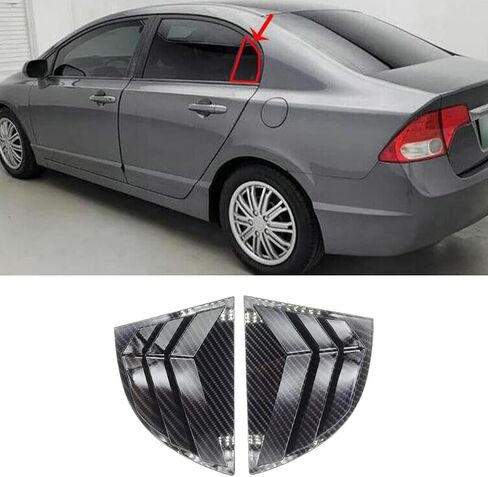 Rear Side Window Louvers Air Vent Scoop Shades Cover Blinds Trim for Honda Civic 2006 2007 2008 2009 2010 2011 Carbon Fiber Black in Saudi Arabia