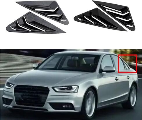 Compatible for Audi A4 A4L S4 B8 Sedan 2009 2010 2011 2012-2016 Car Rear Louver Window Side Shutter Cover Trim Sticker Vent Scoop ABS(Gloss Black) in Saudi Arabia