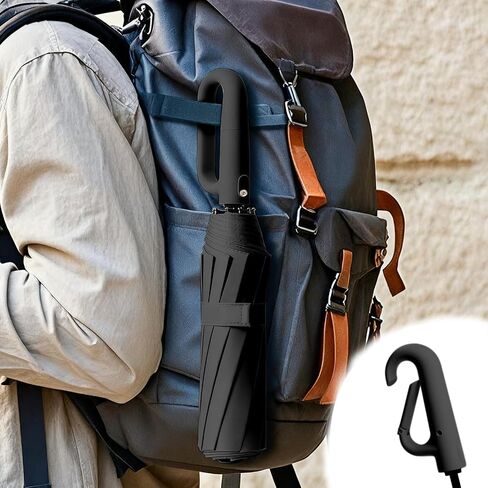 Carabiner Handle Travel Umbrella, Windproof Large Umbrellas for Rain with Dual-Rib Structure, Portable Compact, Car Backpack, Sun Protection in Saudi Arabia
