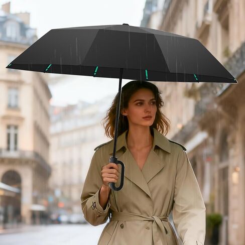 Carabiner Handle Travel Umbrella, Windproof Large Umbrellas for Rain with Dual-Rib Structure, Portable Compact, Car Backpack, Sun Protection in Saudi Arabia