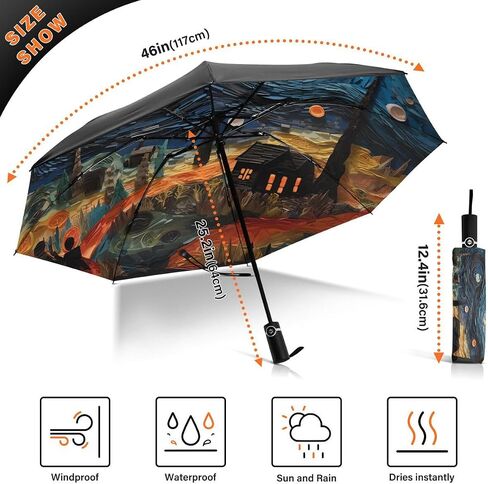 ALAZA Folding Umbrella Inverted Umbrella Automatic Open Close Compact Umbrella Portable Large for Rain Sun UV Protection Windproof in Saudi Arabia
