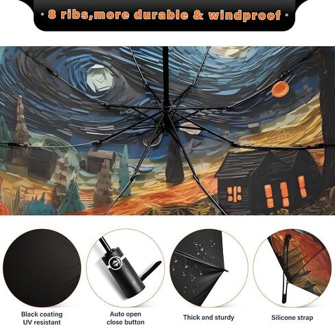 ALAZA Folding Umbrella Inverted Umbrella Automatic Open Close Compact Umbrella Portable Large for Rain Sun UV Protection Windproof in Saudi Arabia