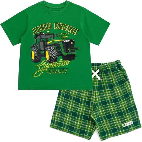 مجموعة John Deere Tractor T-Shirt و Shorts Todfit Toddler لأحجام الأطفال الكبيرة (2T-10-12) in Saudi Arabia