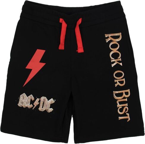 ACDC Rock Or Bust Boy's Short Sleeve T-shirt & Lounge Shorts Combo Set, Black in Saudi Arabia
