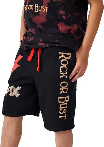 ACDC Rock Or Bust Boy's Short Sleeve T-shirt & Lounge Shorts Combo Set, Black in Saudi Arabia