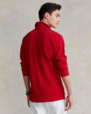 POLO RALPH LAUREN Classic Fit Mesh Triple Pony Long Sleeve Polo Shirt (X-Large, Red) in Saudi Arabia