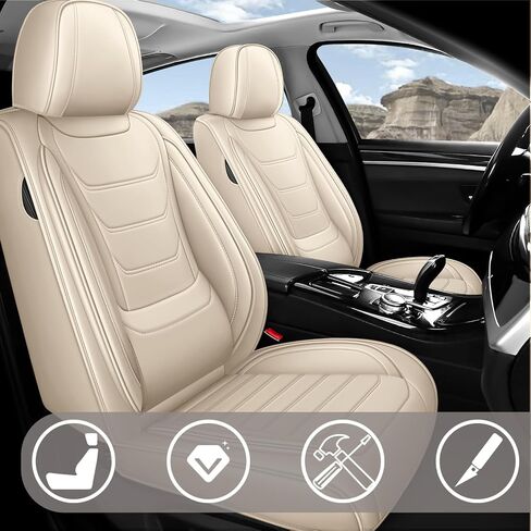 أغطية مقعد jwlk لـ Acura ADX 2025 ، أغطية مقاعد مضادة للانزلاق للسيارات ، أغطية مقاعد السيارات الفاخرة من Nappa Leather تتوافق مع الوسادة الهوائية (مقعدين فاخران ، أسود) in Saudi Arabia