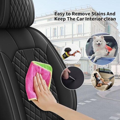 أغطية مقعد السيارة تناسب Acura RLX 2014-2017: أغطية مقعد أمامية للسيارات الجلدية الفاخرة ، واقي مقعد السيارة (2 مساءً الأمامي ، والأسود والرمادي) in Kuwait