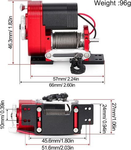 1/10 Scale Simulated 8274 Vertical Winch Aluminum 6-12.4V 50lbs Load Capacity for RC Crawler Axial SCX10 TRX4 RC4WD D90 Upgrade Part (Black) in Saudi Arabia