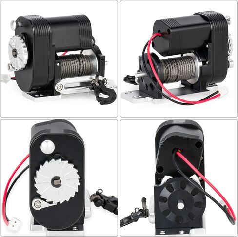 1/10 Scale Simulated 8274 Vertical Winch Aluminum 6-12.4V 50lbs Load Capacity for RC Crawler Axial SCX10 TRX4 RC4WD D90 Upgrade Part (Black) in Saudi Arabia