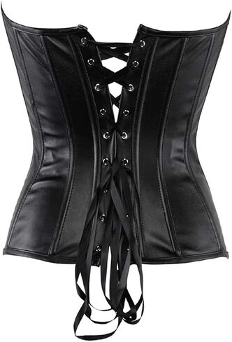 Corsets for Women, Top Zipper Front, Faux Leather Steampunk Bustier for Party in Saudi Arabia