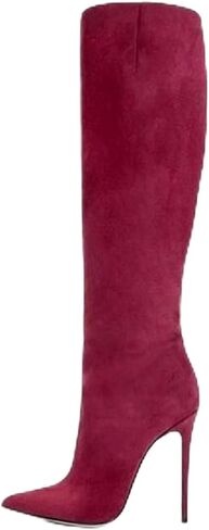 Zebra print black red burgundy purple knee high boots for women Orange High heeled Pointed toe Back zipper big size Stiletto heel Cow print shoes gold snakeskin boots in Saudi Arabia