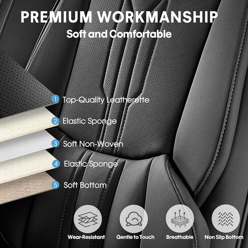 AOOG Pickup Seat Covers Custom Fit for Dodge Ram 1500/2500/3500 2002-2025 Faux Leather Seat Cover Set Compatible with Crew, Regular, Quad, Mega Cab, Car Truck Cushions (Grey, Curved Rear, Full Set) in Kuwait