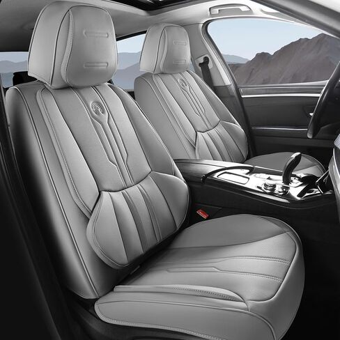 AOOG Pickup Seat Covers Custom Fit for Dodge Ram 1500/2500/3500 2002-2025 Faux Leather Seat Cover Set Compatible with Crew, Regular, Quad, Mega Cab, Car Truck Cushions (Grey, Curved Rear, Full Set) in Kuwait