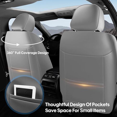 AOOG Pickup Seat Covers Custom Fit for Dodge Ram 1500/2500/3500 2002-2025 Faux Leather Seat Cover Set Compatible with Crew, Regular, Quad, Mega Cab, Car Truck Cushions (Grey, Curved Rear, Full Set) in Kuwait