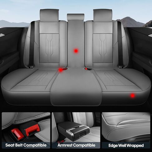 AOOG Pickup Seat Covers Custom Fit for Dodge Ram 1500/2500/3500 2002-2025 Faux Leather Seat Cover Set Compatible with Crew, Regular, Quad, Mega Cab, Car Truck Cushions (Grey, Curved Rear, Full Set) in Kuwait