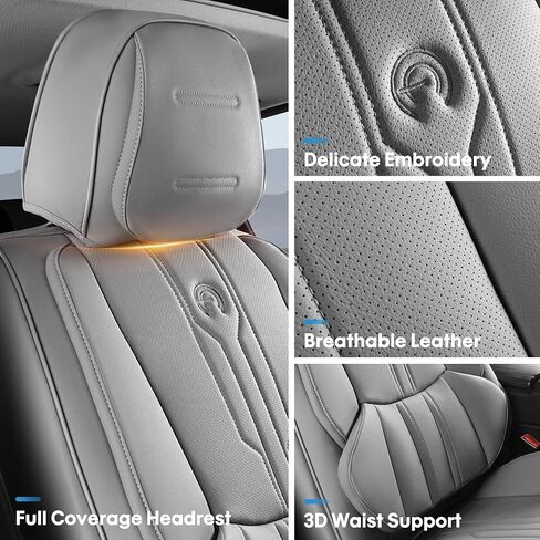 AOOG Pickup Seat Covers Custom Fit for Dodge Ram 1500/2500/3500 2002-2025 Faux Leather Seat Cover Set Compatible with Crew, Regular, Quad, Mega Cab, Car Truck Cushions (Grey, Curved Rear, Full Set) in Kuwait