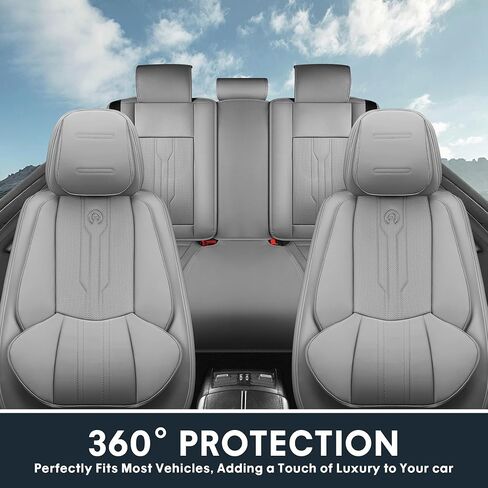 AOOG Pickup Seat Covers Custom Fit for Dodge Ram 1500/2500/3500 2002-2025 Faux Leather Seat Cover Set Compatible with Crew, Regular, Quad, Mega Cab, Car Truck Cushions (Grey, Curved Rear, Full Set) in Kuwait