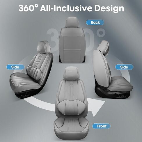 AOOG Pickup Seat Covers Custom Fit for Dodge Ram 1500/2500/3500 2002-2025 Faux Leather Seat Cover Set Compatible with Crew, Regular, Quad, Mega Cab, Car Truck Cushions (Grey, Curved Rear, Full Set) in Kuwait
