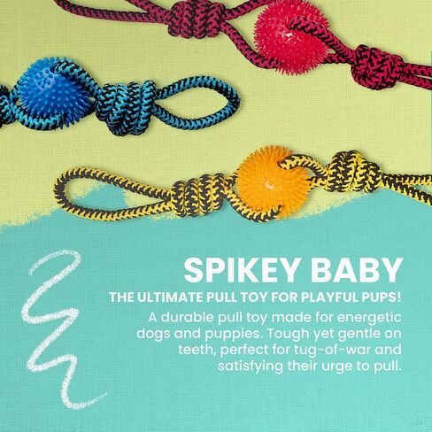 Health Extension SNUG AROOZ Spikey Beast Strong Tug Toy for Dogs, Outdoor Puppy Teething Chew Toys, Tough & Rope, (24 Inches - Assorted Colors) in Saudi Arabia