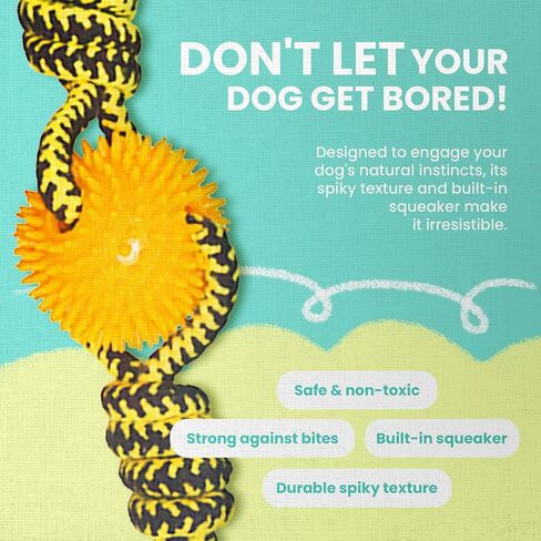 Health Extension SNUG AROOZ Spikey Beast Strong Tug Toy for Dogs, Outdoor Puppy Teething Chew Toys, Tough & Rope, (24 Inches - Assorted Colors) in Saudi Arabia