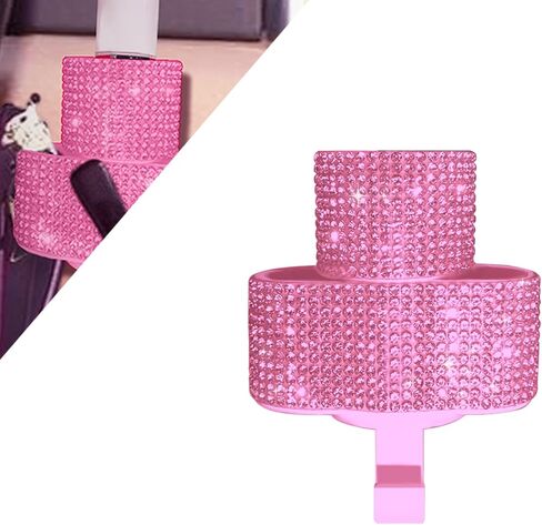 حامل Car Car Chapstick مع أحجار الراين ، حامل أحمر الشفاه ونظارات شمسية 2 في 1 | منظم مستحضرات التجميل الجبل | إكسسوارات داخلية للسيارات للنساء (الوردي) in Kuwait