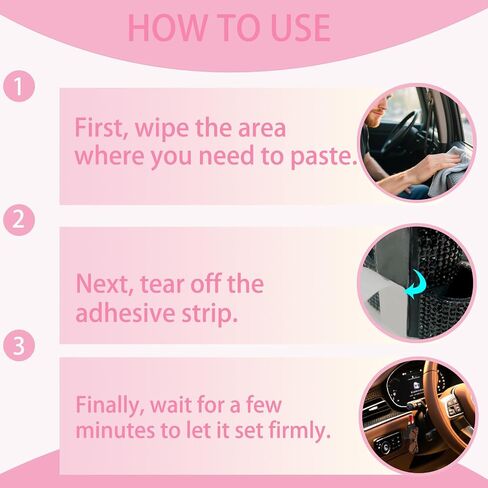 حامل Car Car Chapstick مع أحجار الراين ، حامل أحمر الشفاه ونظارات شمسية 2 في 1 | منظم مستحضرات التجميل الجبل | إكسسوارات داخلية للسيارات للنساء (الوردي) in Kuwait