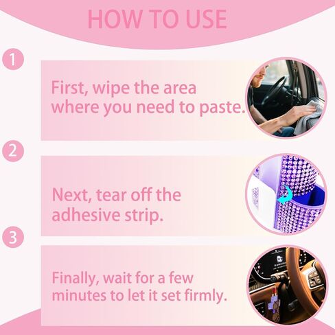 حامل Car Car Chapstick مع أحجار الراين ، حامل أحمر الشفاه ونظارات شمسية 2 في 1 | منظم مستحضرات التجميل الجبل | إكسسوارات داخلية للسيارات للنساء (الوردي) in Saudi Arabia