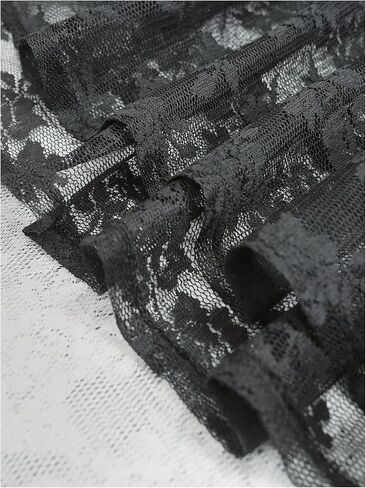 Gorglitter Women's Y2K Mesh Lace Maxi Skirt Sheer High Cheered Flower Flowy Contrats Long Trail Grotic Renaissance Fairy Skirt in Kuwait