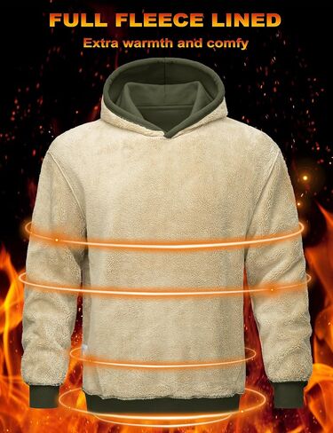 MAGCOMSEN Men's Hoodie Pullover Fleece Sweatshirts Heavyweight Sherpa Lined Thick Warm Winter Hoodies with Kangaroo Pocket in Saudi Arabia