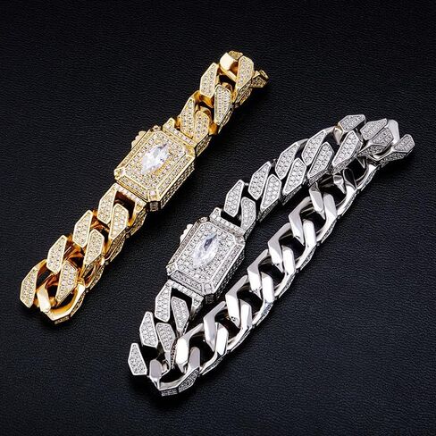 14 كيلو الذهب أكثر من 925 سوار للرجال الفضي ، ماركيز مقطع Moissanite ميامي كوبية سلسلة ، هدية فاخرة لأيام خاصة أو الذكور الواعي للأزياء ، يوم الآباء من الزوجة in Saudi Arabia
