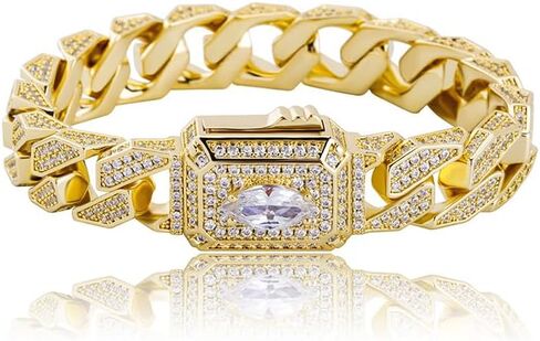 14 كيلو الذهب أكثر من 925 سوار للرجال الفضي ، ماركيز مقطع Moissanite ميامي كوبية سلسلة ، هدية فاخرة لأيام خاصة أو الذكور الواعي للأزياء ، يوم الآباء من الزوجة in Saudi Arabia