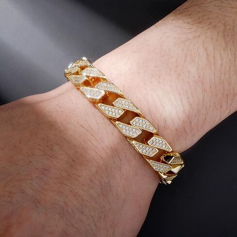 14 كيلو الذهب أكثر من 925 سوار للرجال الفضي ، ماركيز مقطع Moissanite ميامي كوبية سلسلة ، هدية فاخرة لأيام خاصة أو الذكور الواعي للأزياء ، يوم الآباء من الزوجة in Saudi Arabia