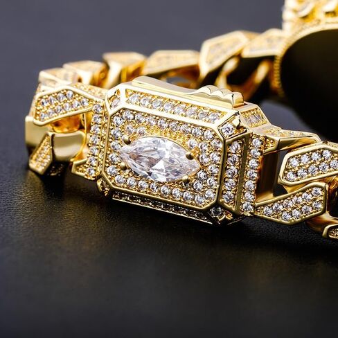 14 كيلو الذهب أكثر من 925 سوار للرجال الفضي ، ماركيز مقطع Moissanite ميامي كوبية سلسلة ، هدية فاخرة لأيام خاصة أو الذكور الواعي للأزياء ، يوم الآباء من الزوجة in Saudi Arabia