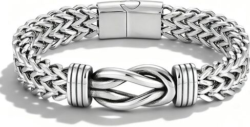 STARCHENIE Men's Infinity Knot Bracelet, Double Layer Braided Franco Chain, Stainless Steel, 8-9inches in Saudi Arabia