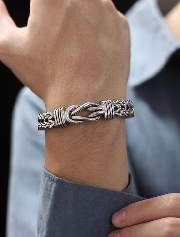STARCHENIE Men's Infinity Knot Bracelet, Double Layer Braided Franco Chain, Stainless Steel, 8-9inches in Saudi Arabia
