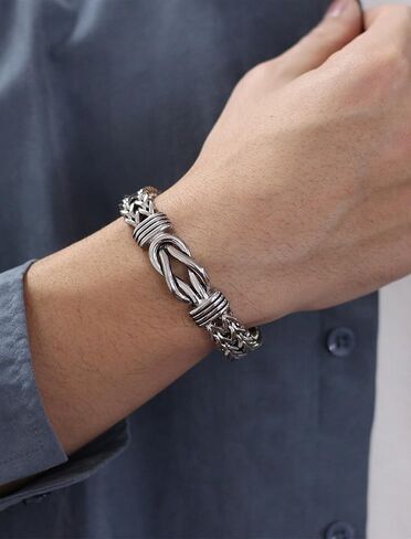 STARCHENIE Men's Infinity Knot Bracelet, Double Layer Braided Franco Chain, Stainless Steel, 8-9inches in Saudi Arabia