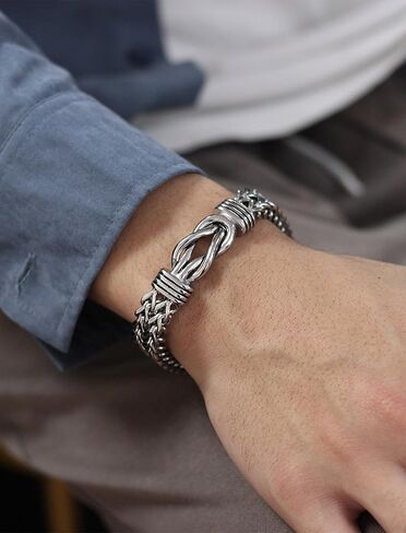 STARCHENIE Men's Infinity Knot Bracelet, Double Layer Braided Franco Chain, Stainless Steel, 8-9inches in Saudi Arabia