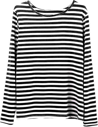 نساء مخطط tshirts Crewneck الأكمام الطويلة Pullover Fall Winter عرضة خفيفة الوزن قم قمصان السيدات القمصان in Kuwait