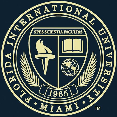 Florida International University 11" w x 8.5" h Diploma Frame - Fits a bachelor's - Gold Embossed Diploma Frame - Cherry Moulding with Navy Matting - Officially Licensed in Saudi Arabia