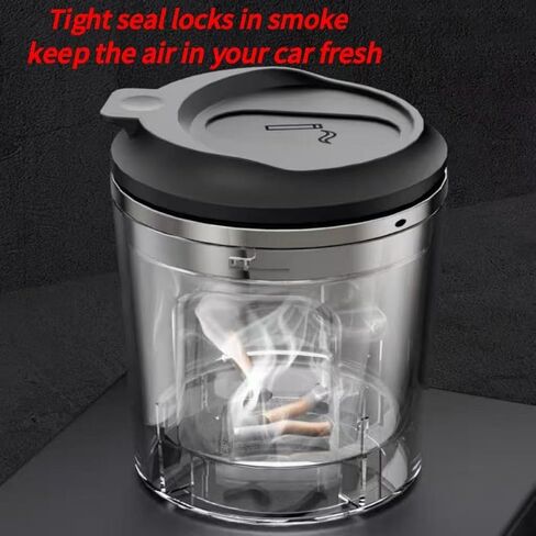Car Ashtray for Toyota 4RUNNER 2017-2023 Detachable Stainless Steel Inner Container Portable Mini Car Trash Can Smoke Proof with Auto LED Light,Black in Saudi Arabia