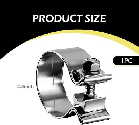 1 PCS 2.5 Inch Exhaust Clamp, Steel Narrow Band Muffler Clamp, Universal Pipe Repair Exhaust Clip for Muffler Downpipe Manifold Catalytic Converters (Silver) in Saudi Arabia