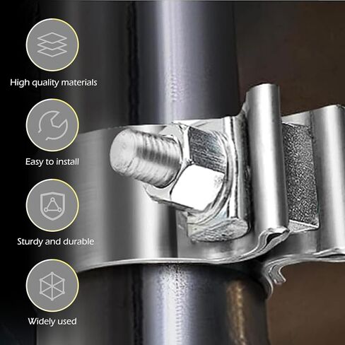 1 PCS 2.5 Inch Exhaust Clamp, Steel Narrow Band Muffler Clamp, Universal Pipe Repair Exhaust Clip for Muffler Downpipe Manifold Catalytic Converters (Silver) in Saudi Arabia