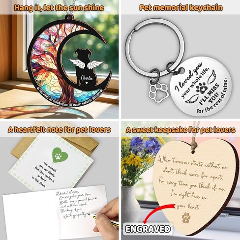 6'' Labrador Retrievers Dog Memorial Suncatcher & Wooden Dog Paw Keychain Ornament Window Hanging Pet of Loss Dog Sympathy Gift for Dog Lovers Car Hanging SCD-B2-6-74 in Saudi Arabia